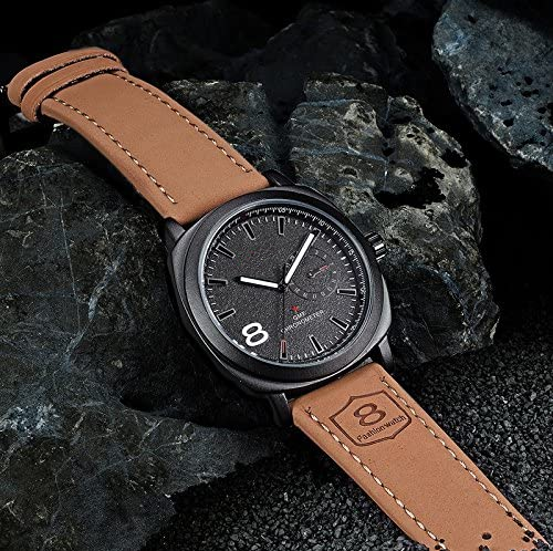 Imported Branded Leather Strap Watch for Men – Classic 8-Number Design (2023)