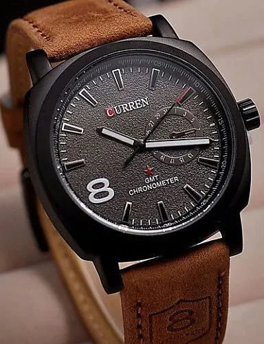 Imported Branded Leather Strap Watch for Men – Classic 8-Number Design (2023)