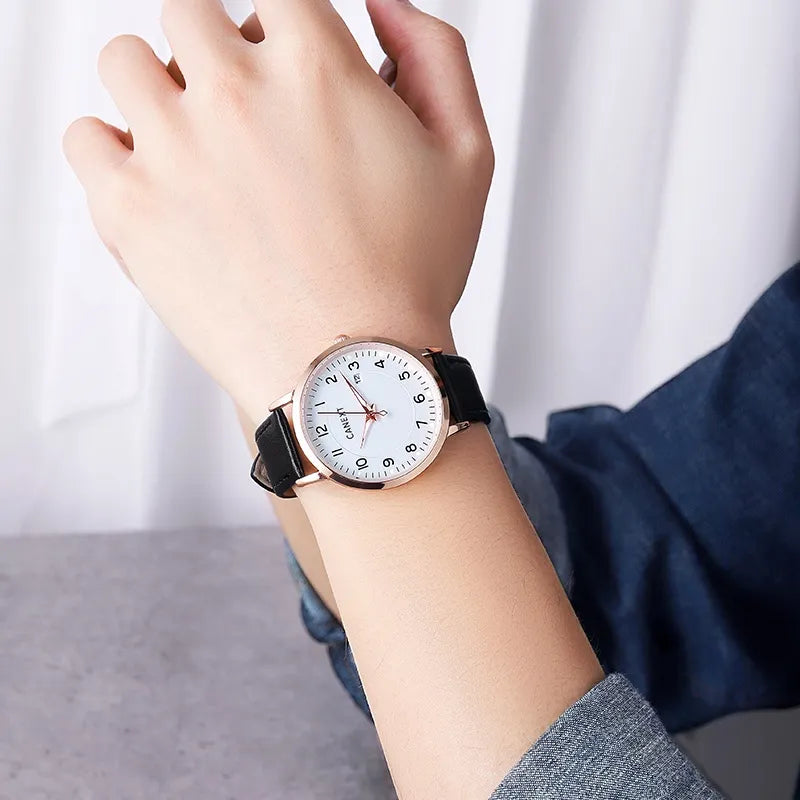 Men Casuals Fashion Watch Quartz Watches Genuine Leather Strap Business Wristwatches Watches for Boys & Men
