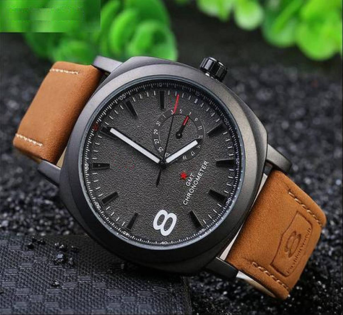 Imported Branded Leather Strap Watch for Men – Classic 8-Number Design (2023)
