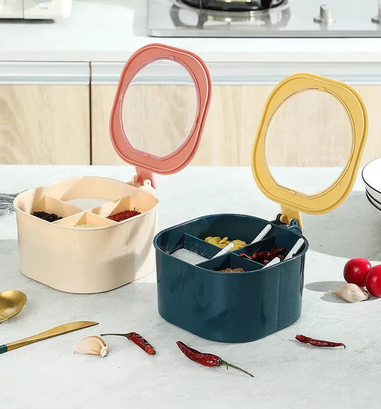 4 grid masala box with spoon / 4 grid spice jar with free spoon