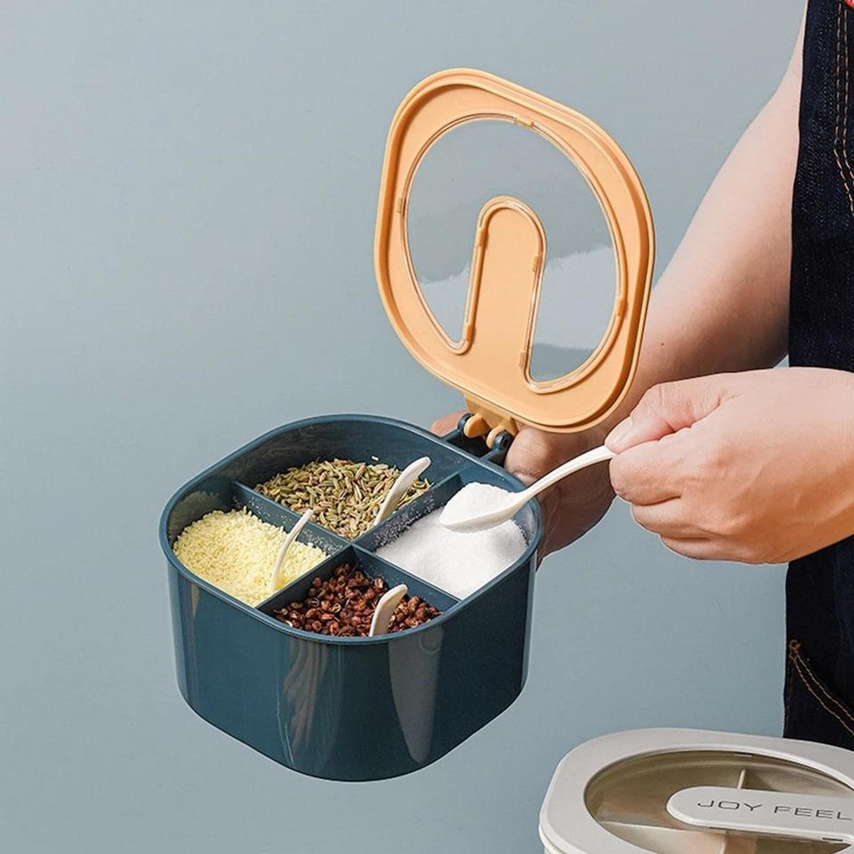 4 grid masala box with spoon / 4 grid spice jar with free spoon