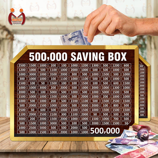 100,000 PKR Wooden Money Saving Box – Budget Savings Organizer & Cash Challenge Tracker for Kids & Adults
