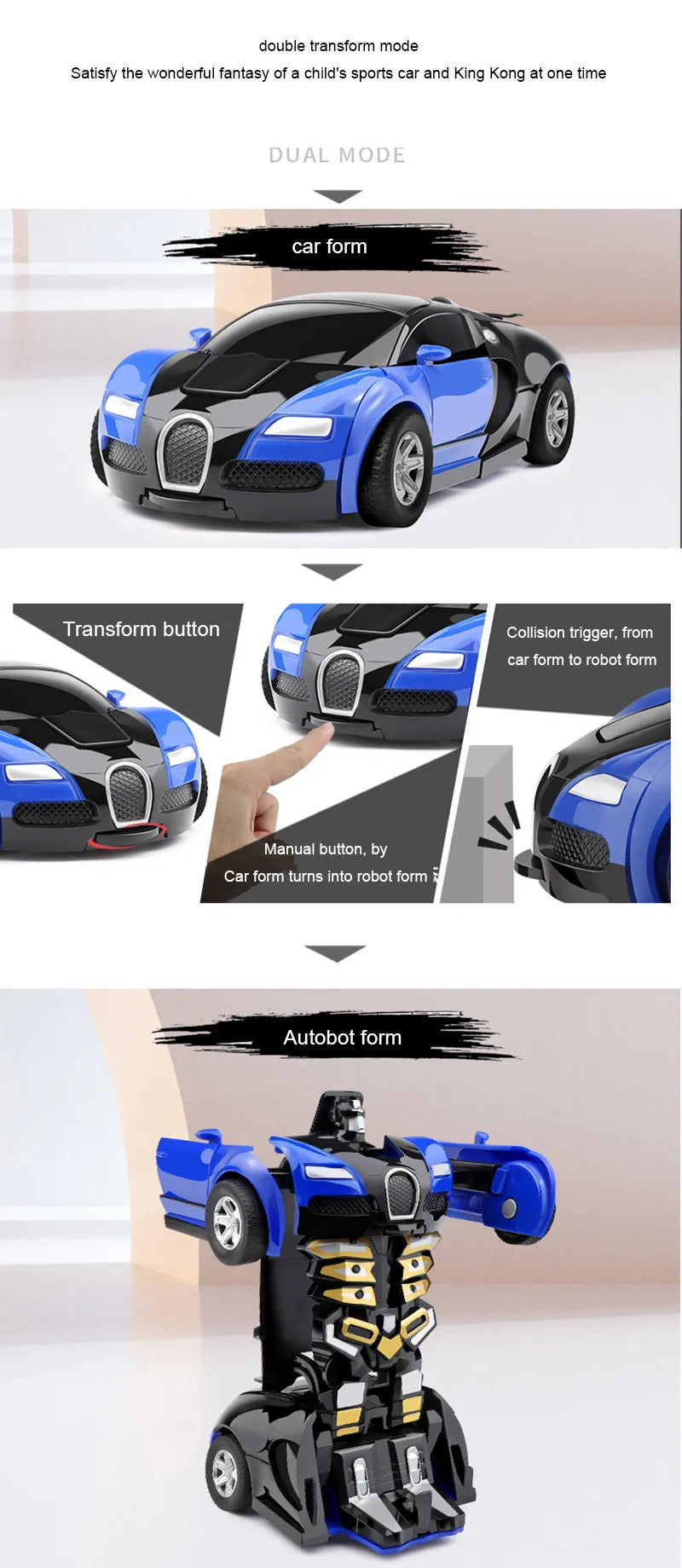 Transforming Robot With One Click Automatic Shape Conversion