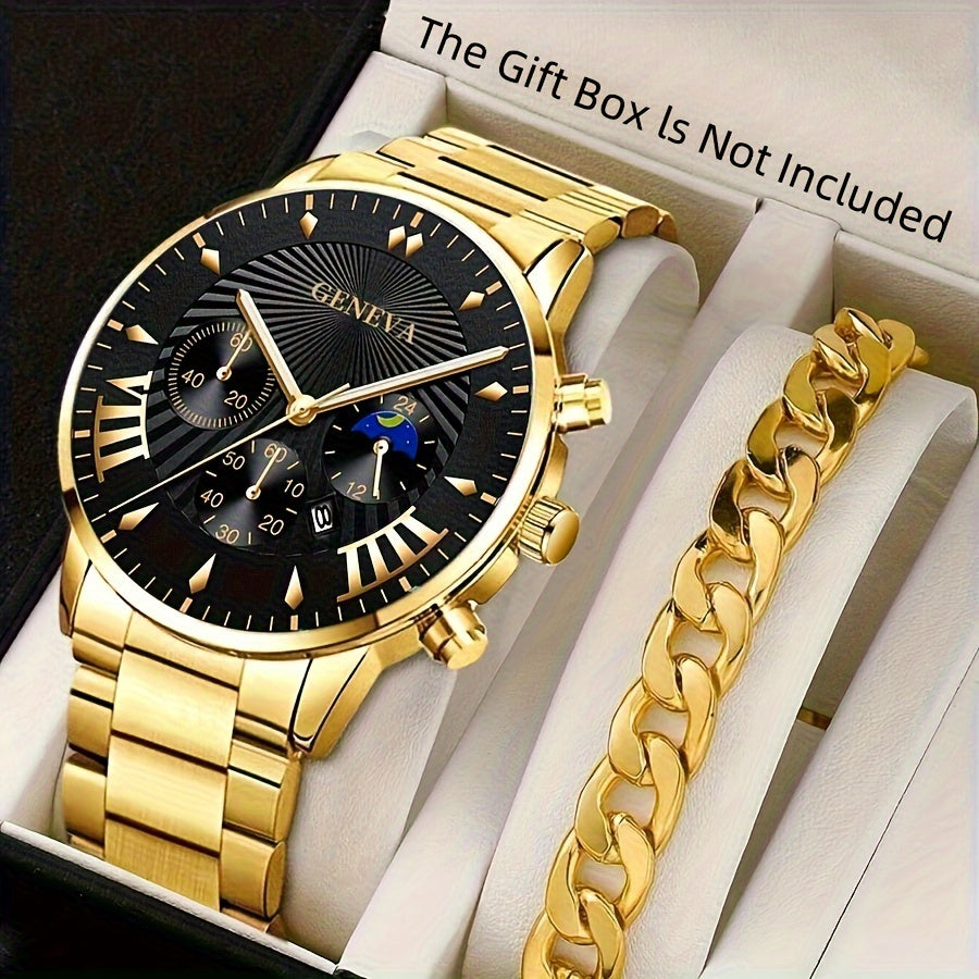 2-Pack Men's Stainless Steel Watches – Stylish, Luminous & Business-Ready!