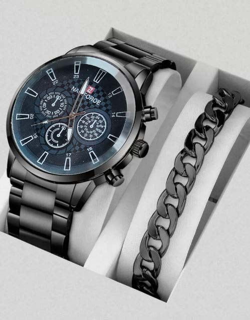 2-Pack Men's Stainless Steel Watches – Stylish, Luminous & Business-Ready!